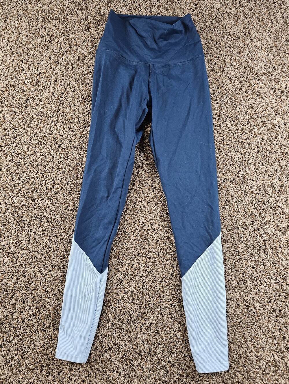 Womens Sz S High Waist Compression Dance Pants Blue Color Block
